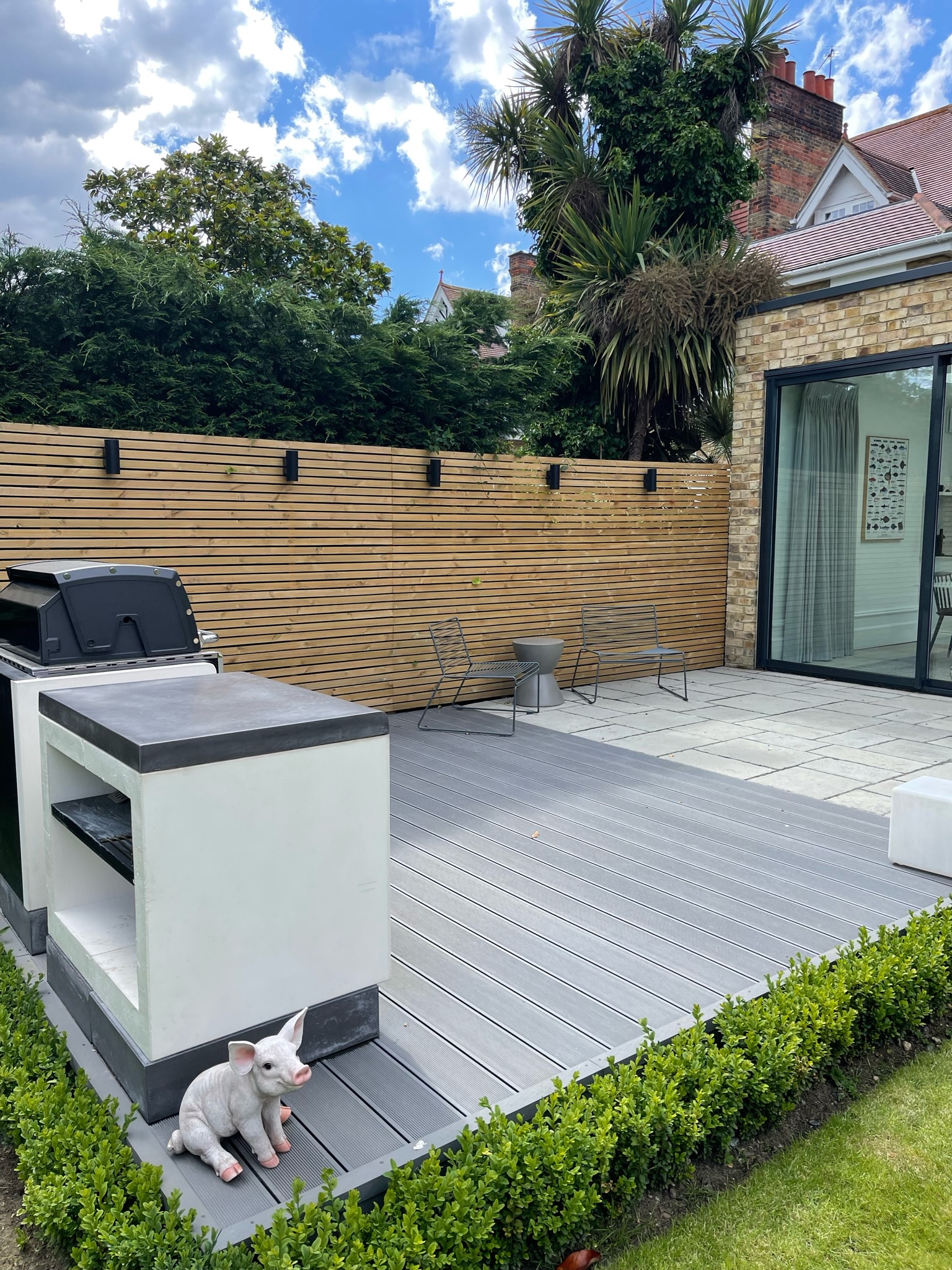 Enviro build sustainable composite decking with concrete kitchen